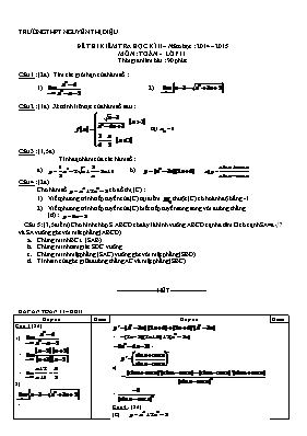 Đề thi kiểm tra học kì II môn Toán - Lớp 11